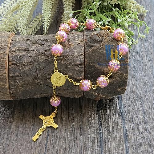 Miniatura 3 de Rosario de 12 piezas de perlas de imitación rosas para niña, recuerdo para bautizo, primera comunión, bautismo, boda, dulce 15 - Recuerdos para