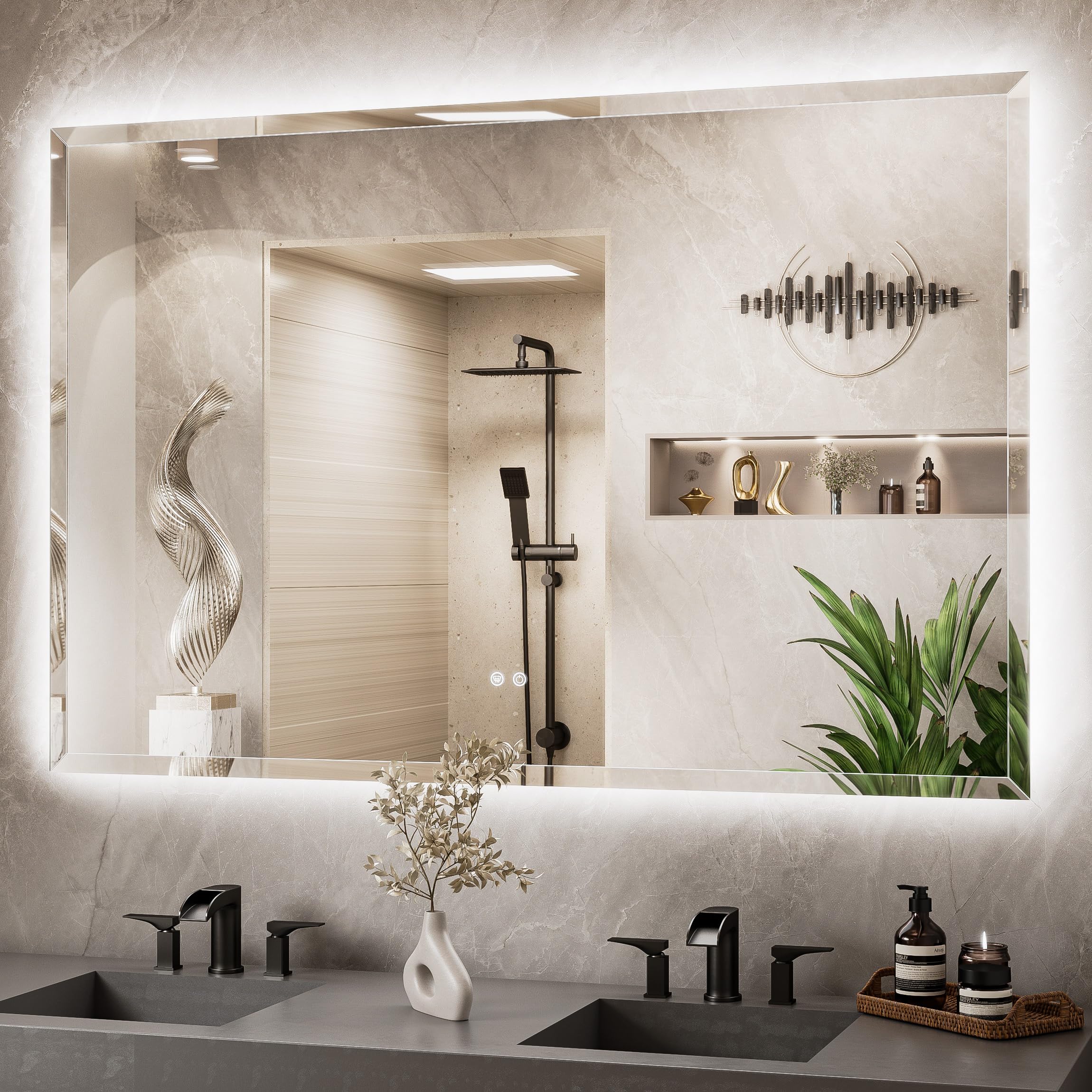 TETOTE 60 x 40 Oversized Backlit Mirror
