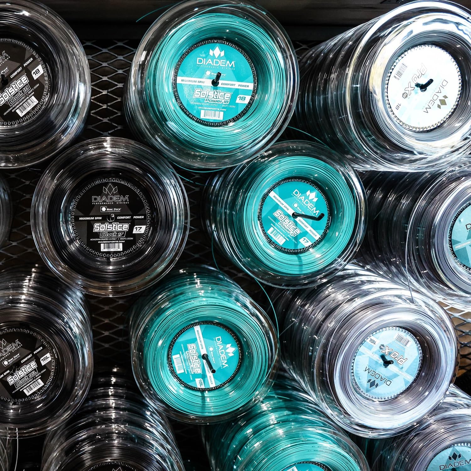 Diadem Solstice Power Tennis String Reel | Star Shaped for High Spin, Co-Poly, Teal (200m/660ft)