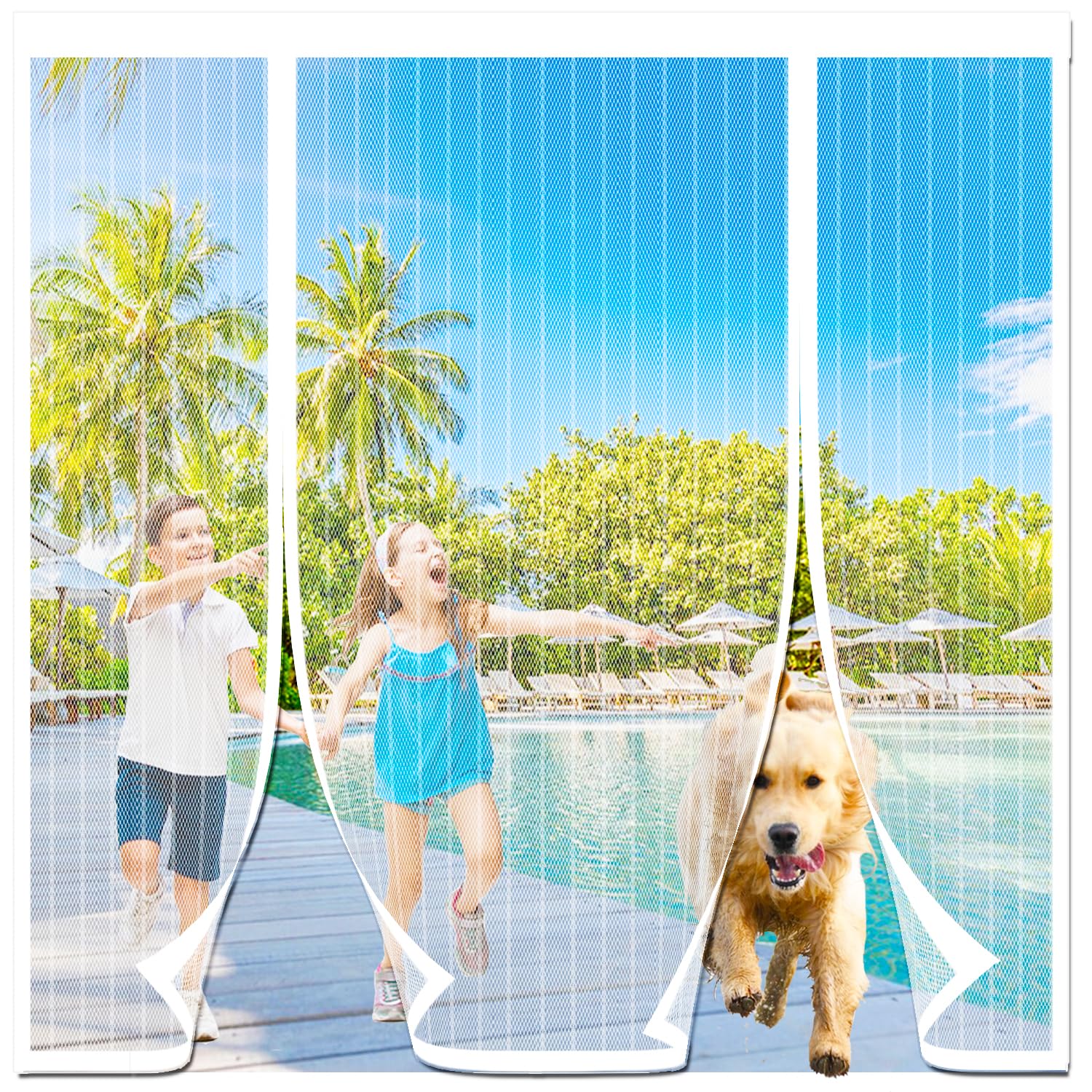 Magnetic Fly Screen Door,Reinforced Polyester Double Door Screen Curtain,Anti Mosquito Mesh Fly Curtain,Heavy Duty Bug Mesh Curtain for Sliding Door, Patio, Bedroom-Hands Free,White,240x210cm — image 1