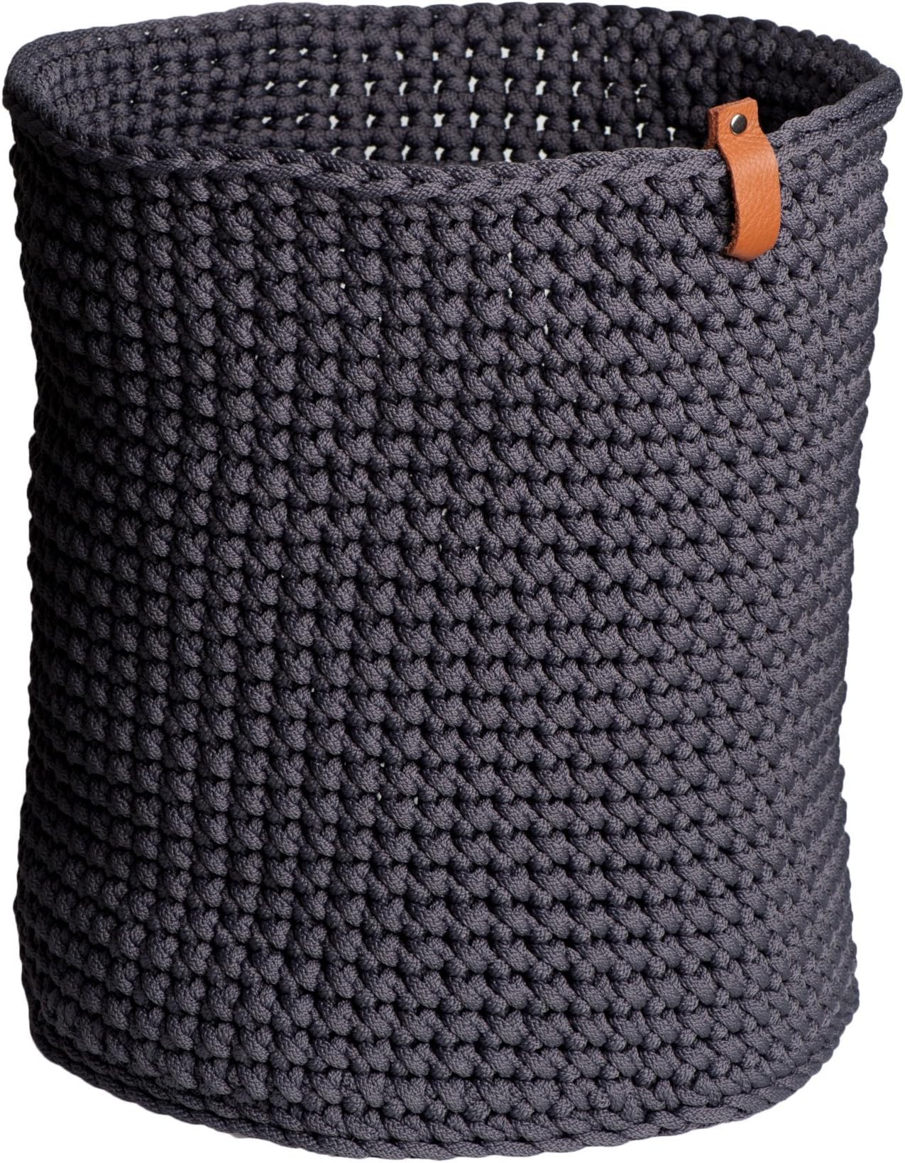 Dark Grey Rope Crochet Basket H 36cm x W 30 cm Cylinder Basket Living Room Decor Toy Basket Plant Basket Laundry Basket Nursery Storage Housewarming Gift