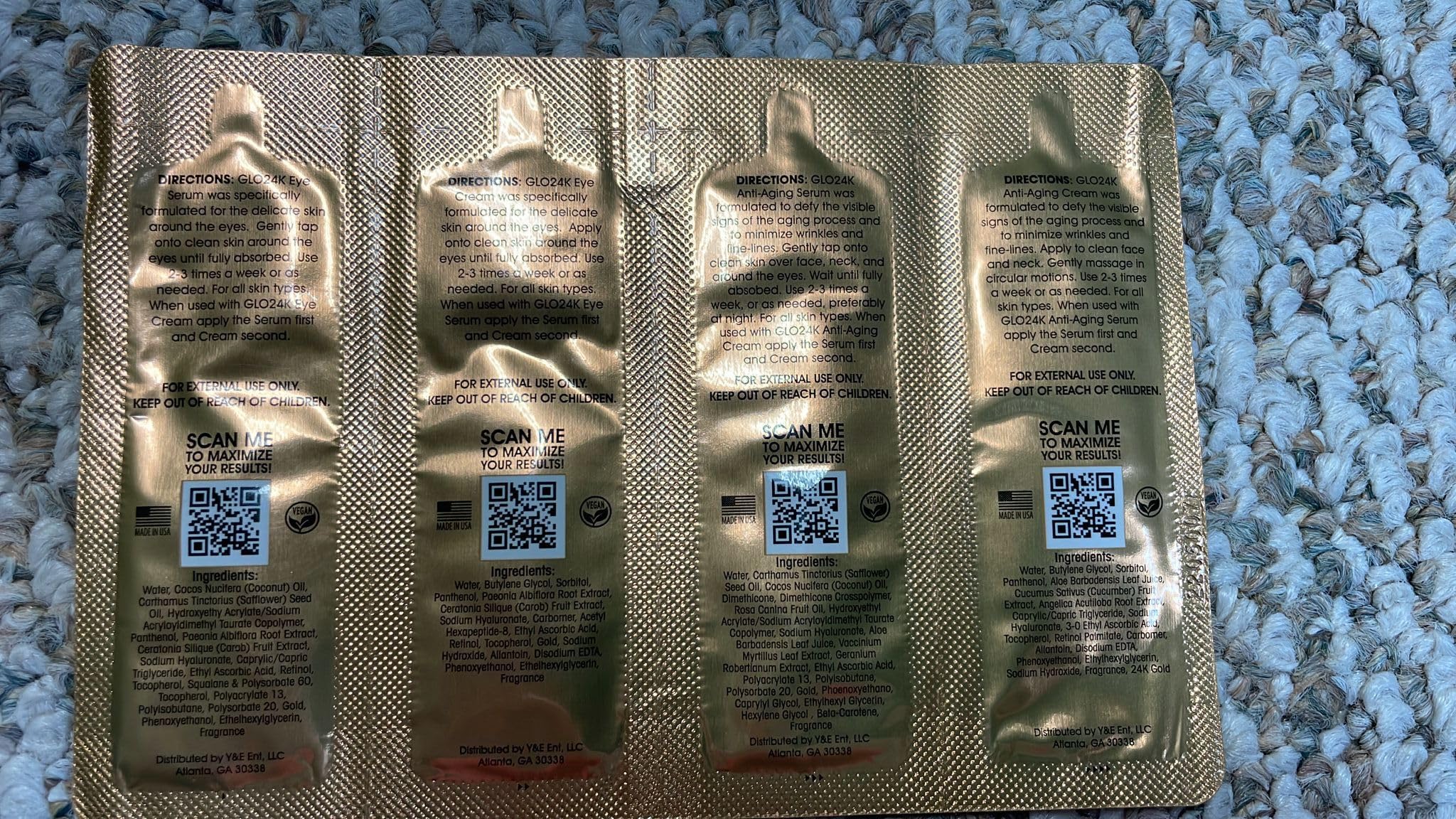 GLO24K On The Go Travel Kit - Set of 28 Various Skin Care Packets