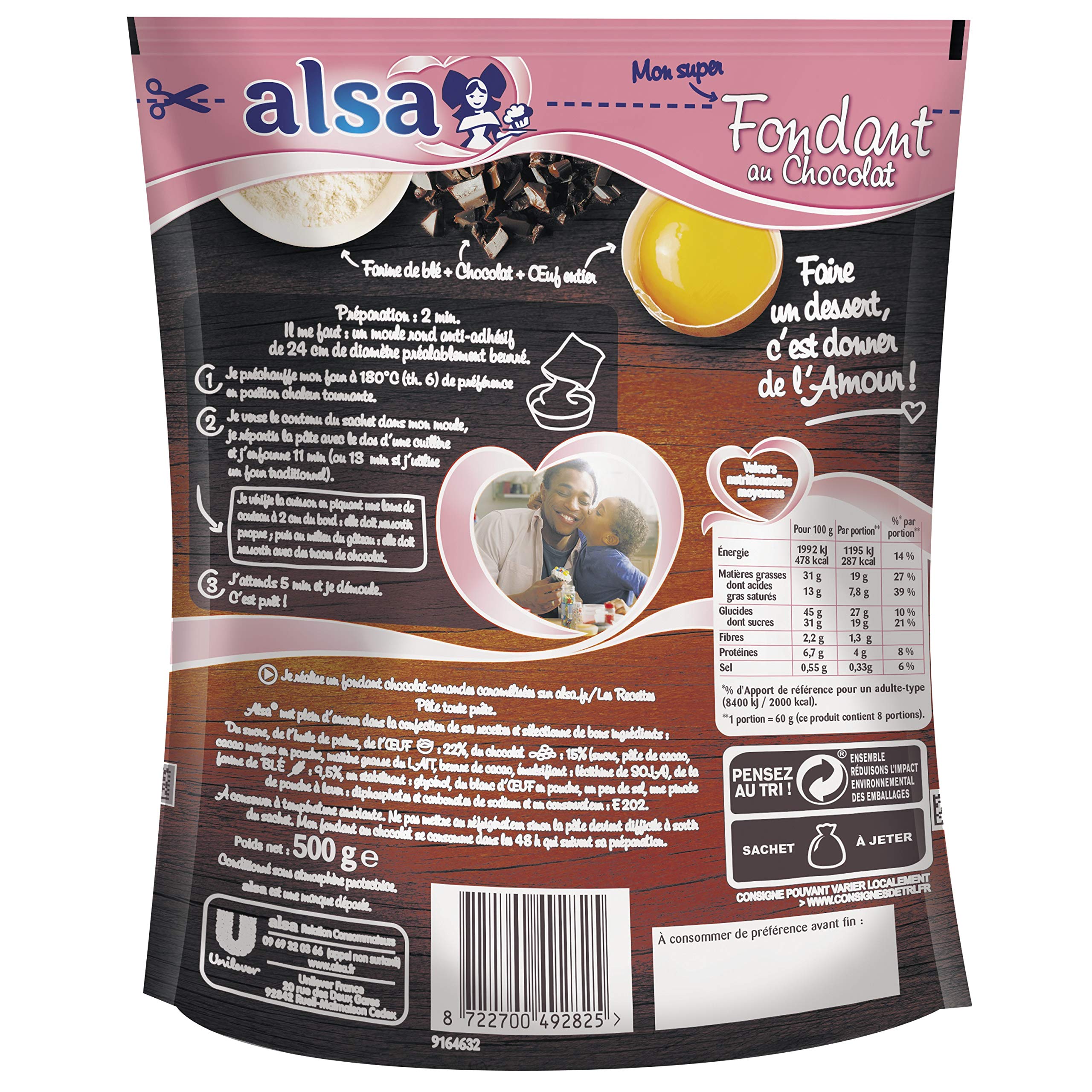 Alsa Preparación para tartas, fondant, chocolate, 500 g, 3 unidades
