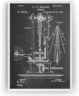 Magic Posters Windmill 1883 Patent Print - Wind Power Poster Giclee Art Wall Decor Vintage Blueprint Gift - Frame Not Included