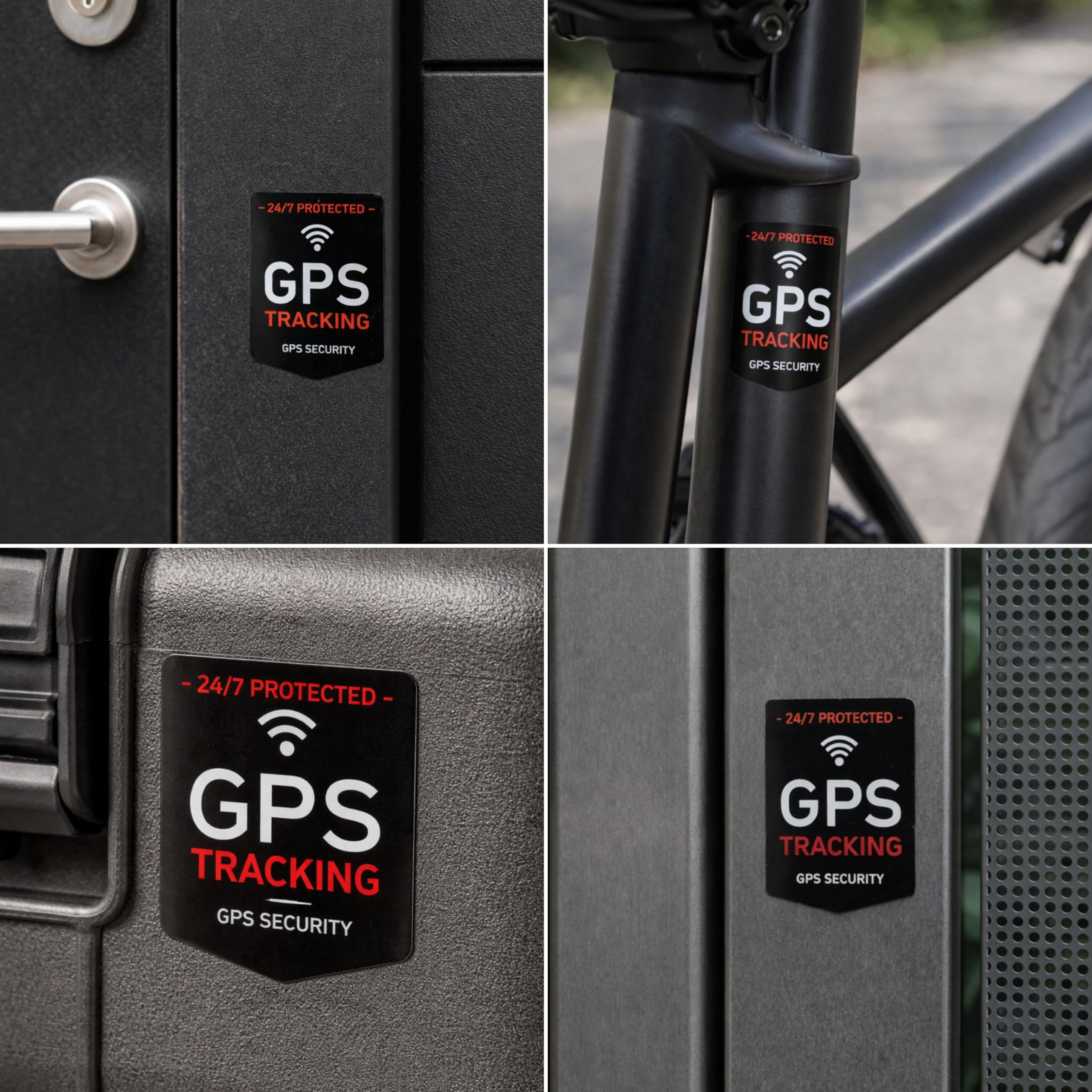 Zestaw Naklejek "GPS TRACKING", 12 Szt, 5 x 3,5 cm, Folia Samoprzylepna, Klej Zewnętrzny, Ostrzegawcza do Użytku Wewnątrz i na Zewnątrz, Antykradzieżowa, Alarmowa GPS