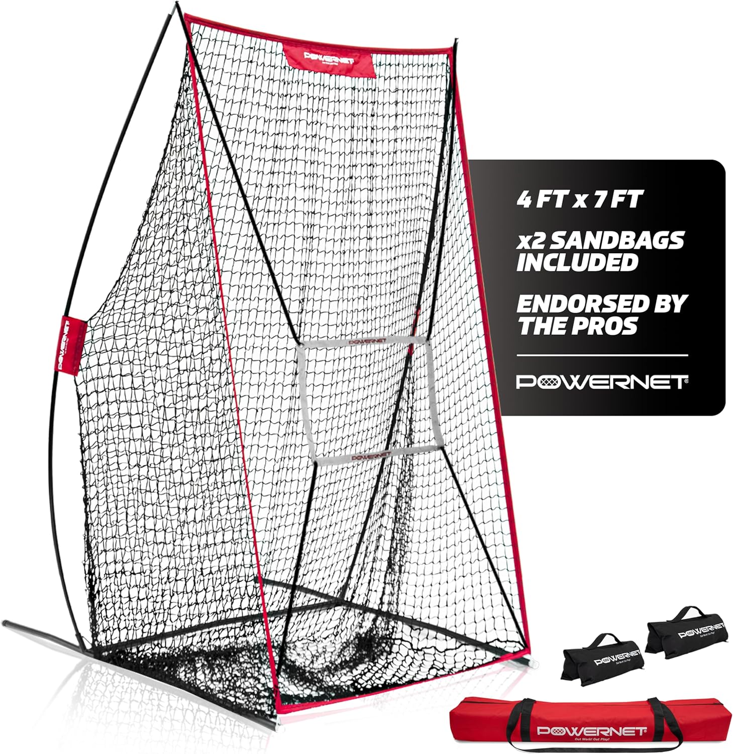 PowerNet Sideline Trainer, 7 x 4 FT Football Kicking Net for Punting Kicking Passing or Snapping, Portable Practice Equipment, Outdoor & Indoor Football Team Training Aid