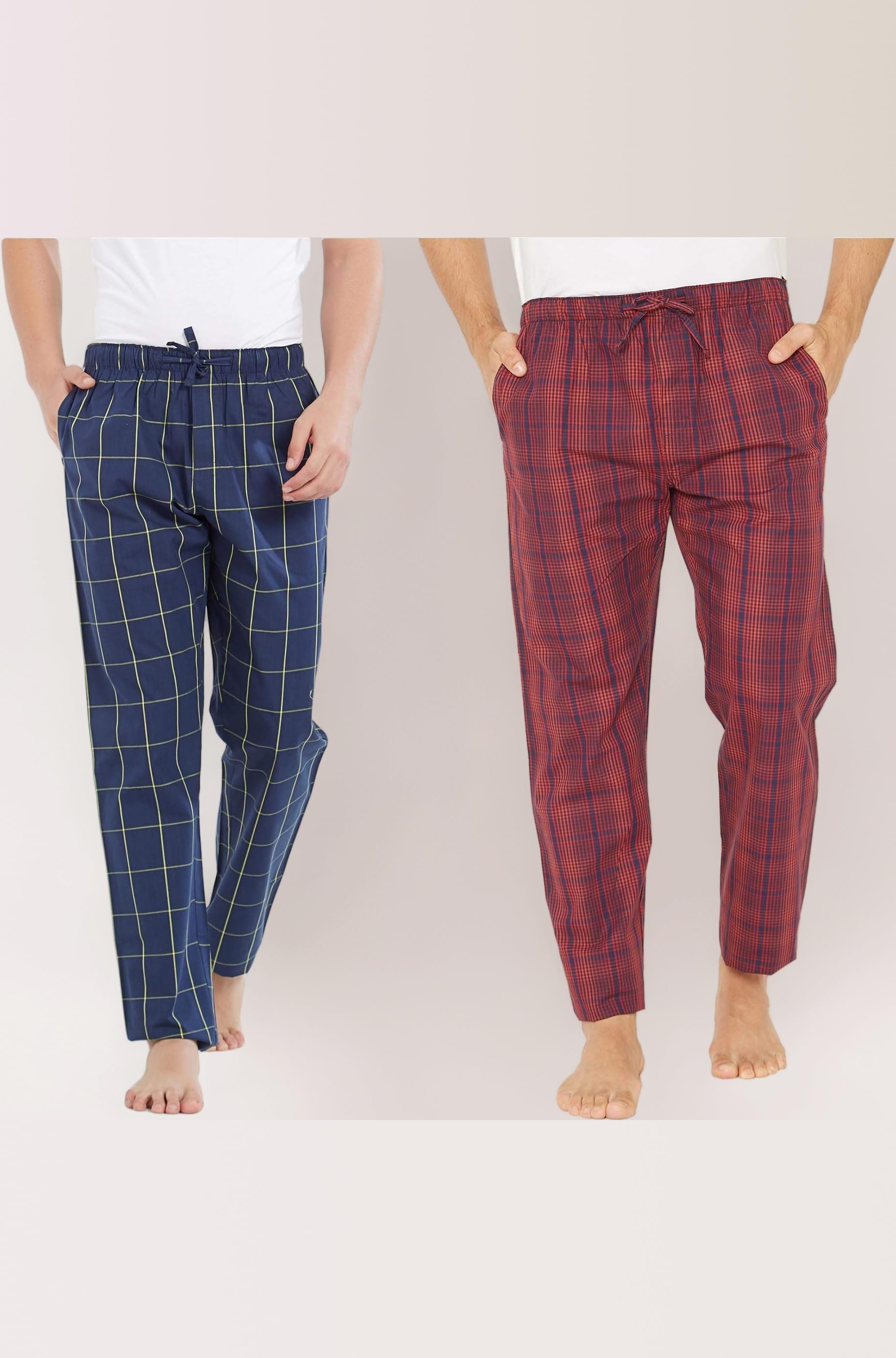 XYXX Mens Cotton Regular Fit Checkered Pyjama | Dual Pockets, Comfortable Lounge Pants for Men