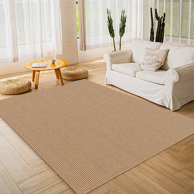 HOMEK Woven Wool Jute Rug, 60×180cm Non-Slip Washable Indoor Carpet