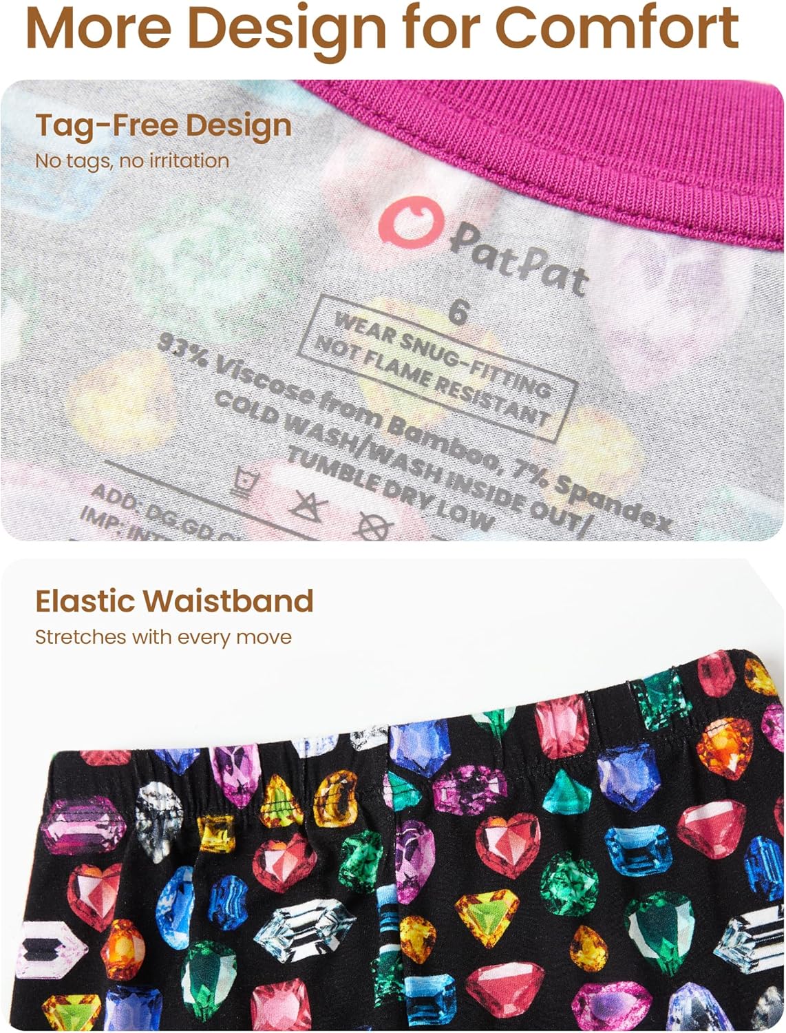 PATPAT Kids 2 Pieces Pajama Sets with Bamboo Viscose,Snug Fit Pjs for Girls,All-Season Comfort Sleepwear, Ages 2-12 Years - Image 6