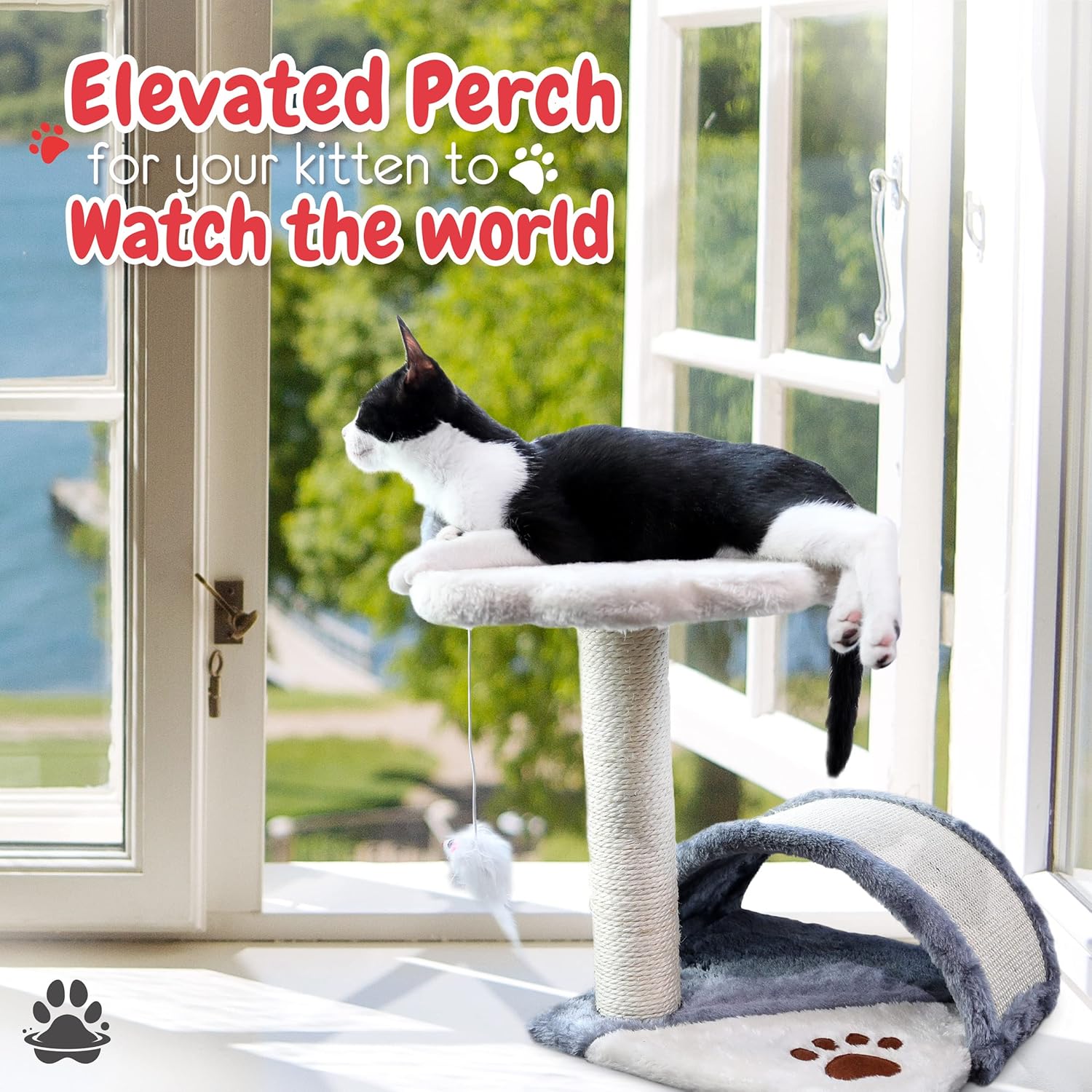 Kitten Scratching Post Small Cat Scratching Post – Sturdy, Easy-Assemble Scratching Posts for Cats Up to 6lbs – Natural Sisal Scratch Post Kitten Cat Tree Small – Small Cat Tower by Petzania