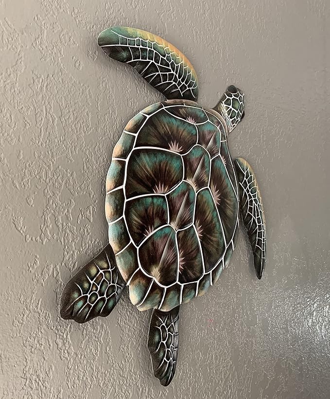 Decoración de Pared de Tortuga Marina de Metal Verde para Interior y Exterior miniatura 2