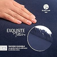 Vista 5 de Inspired Ivory - Funda de almohada decorativa de lino de 18 x 18 pulgadas, funda de almohada rústica azul marino con flecos, funda de cojín suave