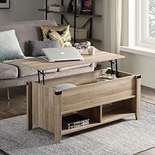 Lift Top Coffee Table with Hidden Storage Compartment & Shelf, Multipurpose Coffee Table with Drawers,Open Shelf and Storage, Lifting Top Table for Living Room, Oak