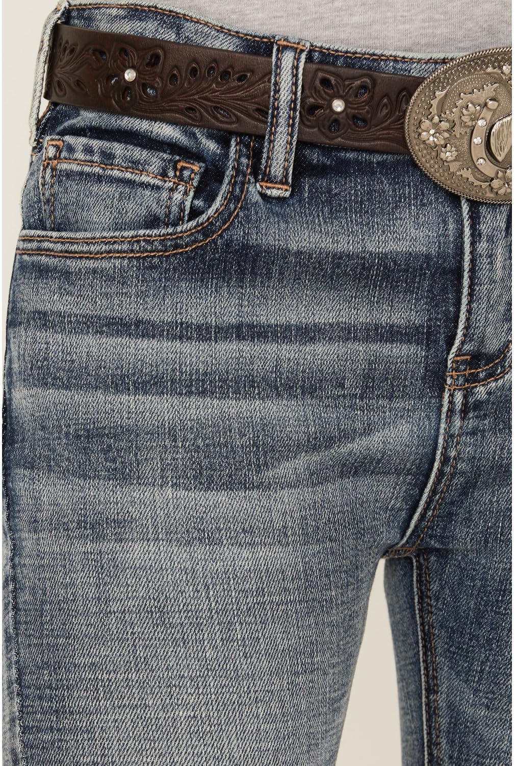 Shyanne Girls' Dawn Studded Pocket Bootcut Stretch Denim Jeans Dark Wash 7 REG