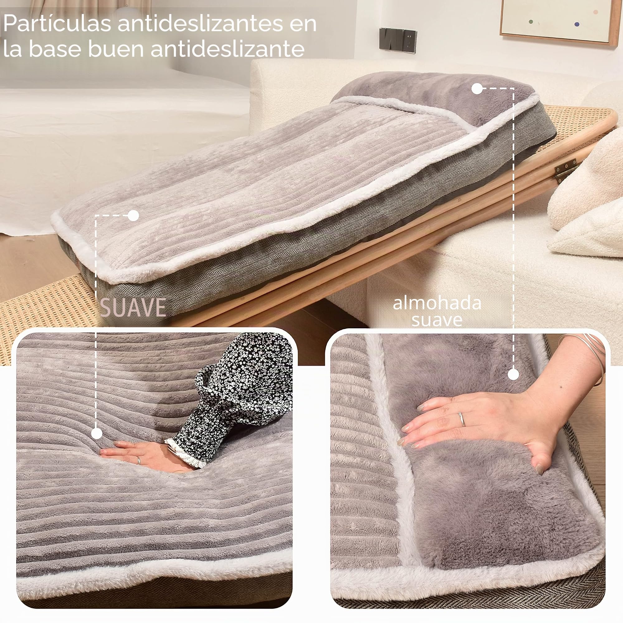 WINDRACING Cama para Perros Grandes, colchón con Almohada para Jaula, sofá Cama para Mascotas, Cama súper Suave para Perros medianos, Jumbo, pequeñas (Gris, XXL:(46 x 30 x 4 Pulgadas)
