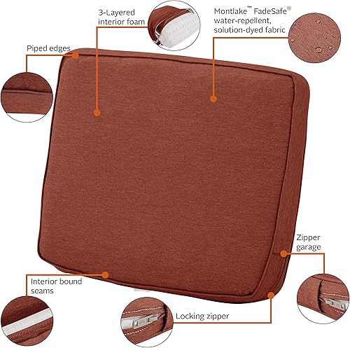 Miniatura 114 de Classic Accessories Ravenna - Cojín cuadrado para patio de 25 x 25 x 5 pulgadas, resistente al agua, con funda, para sillón de descanso, hongo