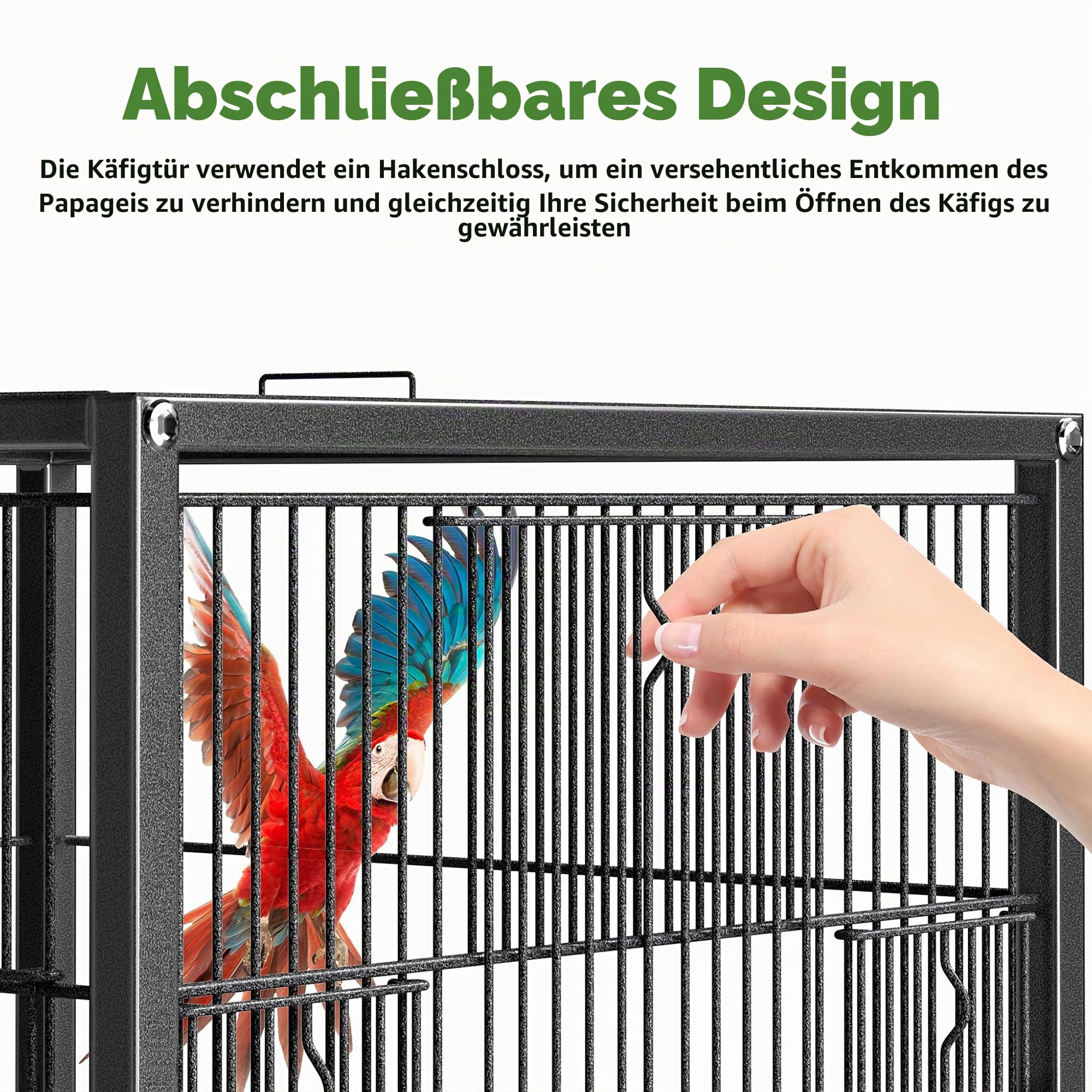 ACXIN Vogelkäfig Metall Vogelvoliere mit Rollen, Wellensittichkäfig mit Holzstangen und Futternäpfen, Tierkäfig Vogelhaus für Papageien, Tauben, Sittiche und Finken (Typ D)