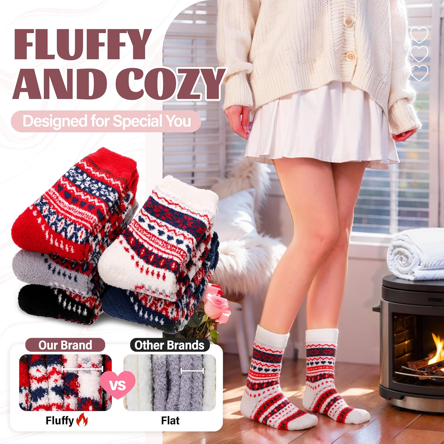 Anlisim Fuzzy Socks for Women, Soft Comfy Cozy Fluffy Thick Winter Warm Fleece Slipper Socks - Image 3