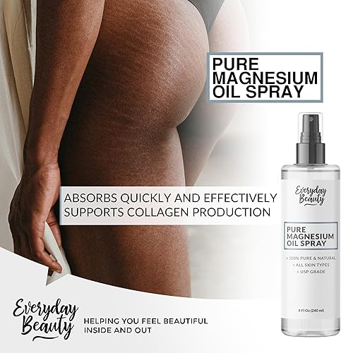 Miniatura 8 de Spray de aceite de magnesio puro, 100% puro y natural, grado USP, botella grande de 8 onzas líquidas con tapa de niebla, fabricado en Estados Unidos