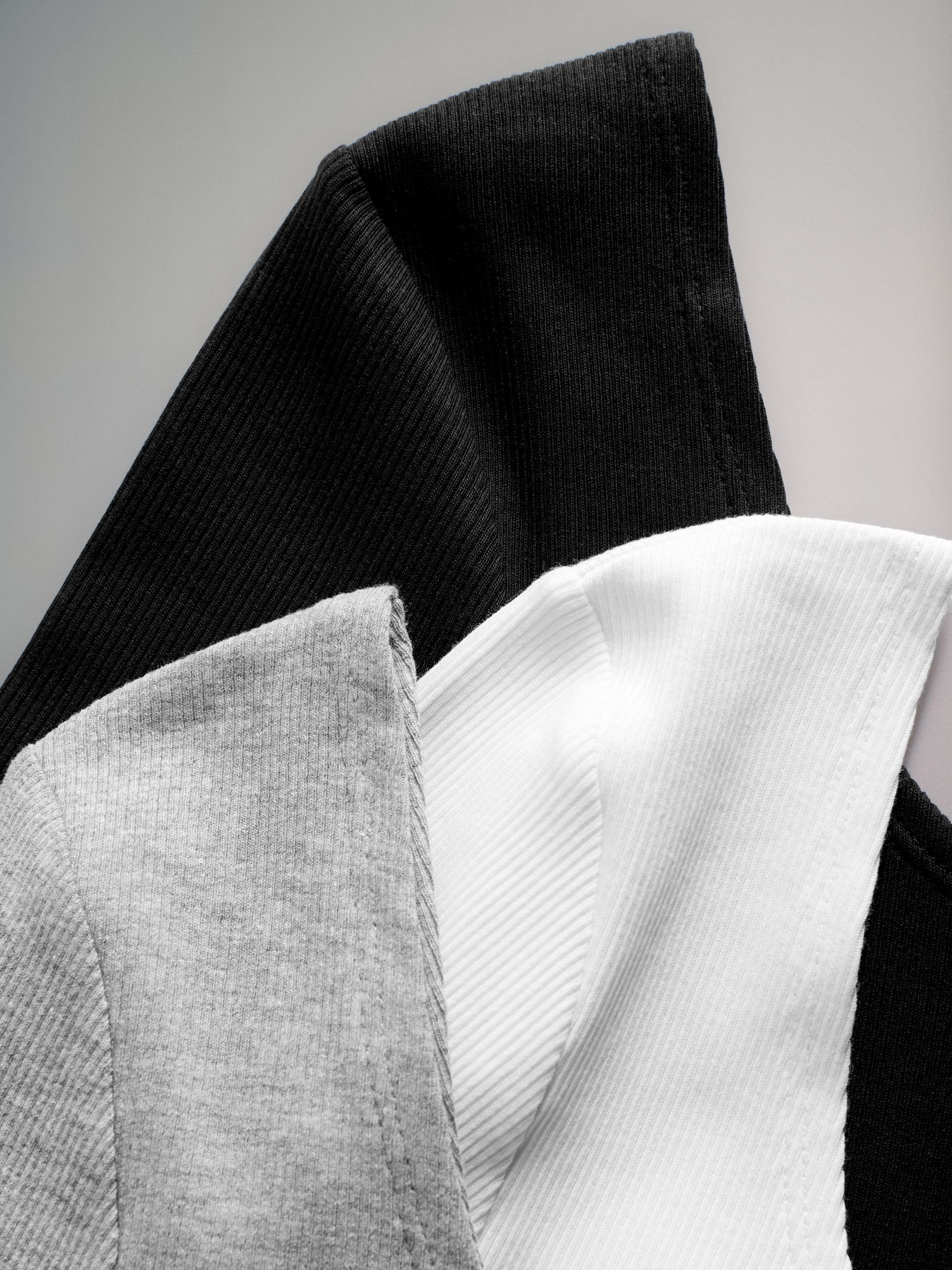 THE SET Donne Confezione da 3 body a coste con scollo rotondo | Standard, Realizzati in morbido tessuto a coste, Pull-On