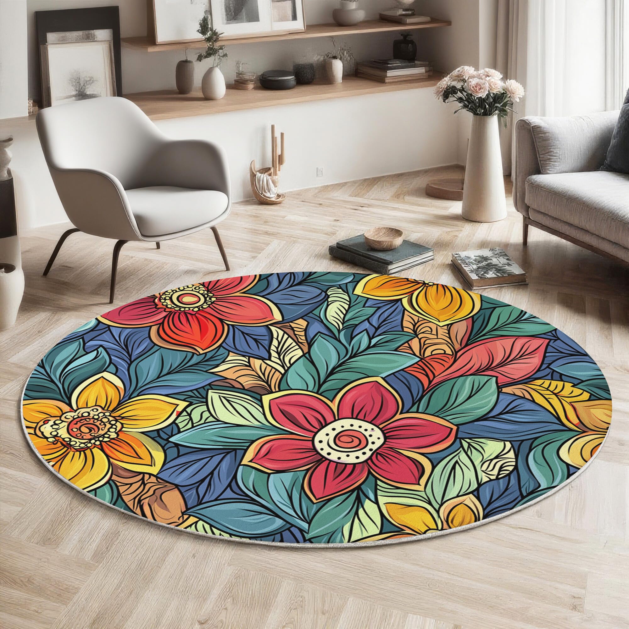 Tapis de salon lavable bleu pour chambre et salon chic
