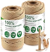 2 x Cat Tree Rope, 6 mm x 50 m Woven Jute Rope, Sisal for Cat Tree for DIY Home Decor, Crafts & Cat Scratching Post