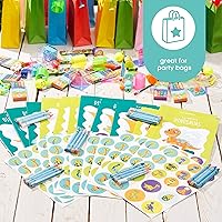 Vista 2 de THE TWIDDLERS 12 libros de dinosaurios para colorear para niños (4 temas, 48 crayones 216 calcomanías), mini libros para colorear para niños