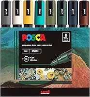 Vista 1 de UNI POSCA PC-5M - Rotuladores de pintura a base de agua, punta reversible media (1.8-2.5mm), colores de tinta tonos tierra, pack de 8