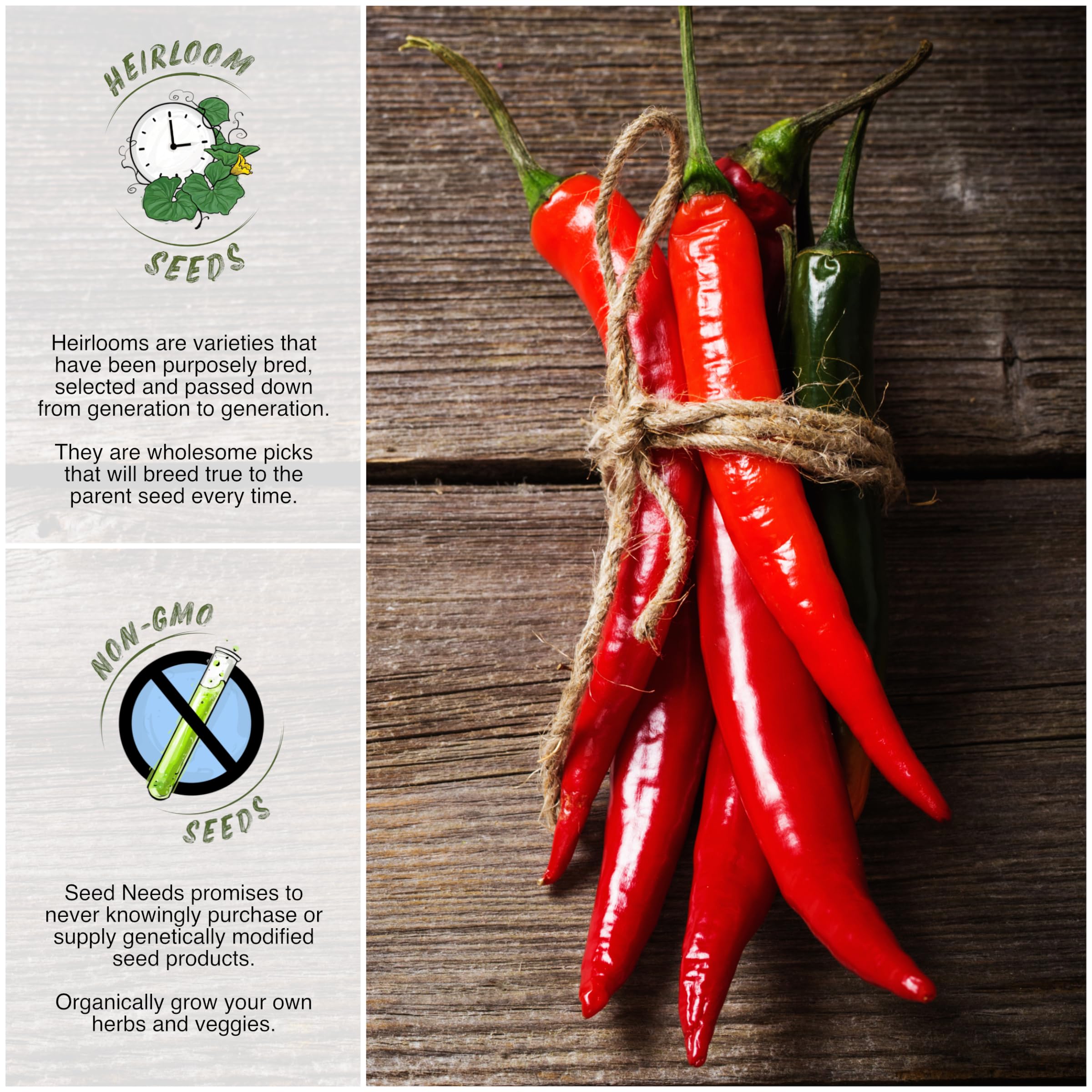 100 Seeds, Thick Cayenne Chile Pepper (Capsicum annuum) Non-GMO