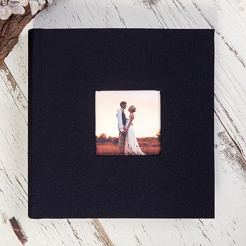 Miniatura 2 de Mublalbum Álbum de fotos de 4 x 6 pulgadas 200 fotos cubierta de lino con áreas de notas libro de fotos para boda familia bebé vacaciones negro