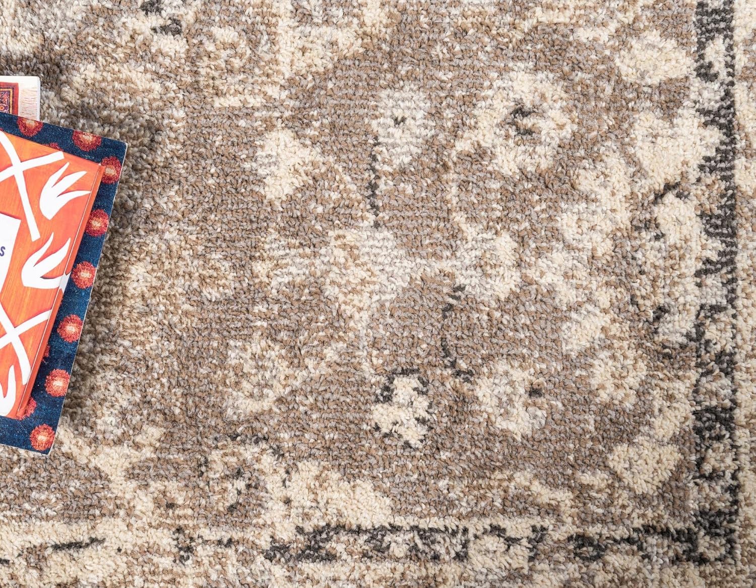 Rugs.com Madeline Collection Rug – 6 Ft Runner Beige Brown Medium Rug Perfect for Hallways, Entryways