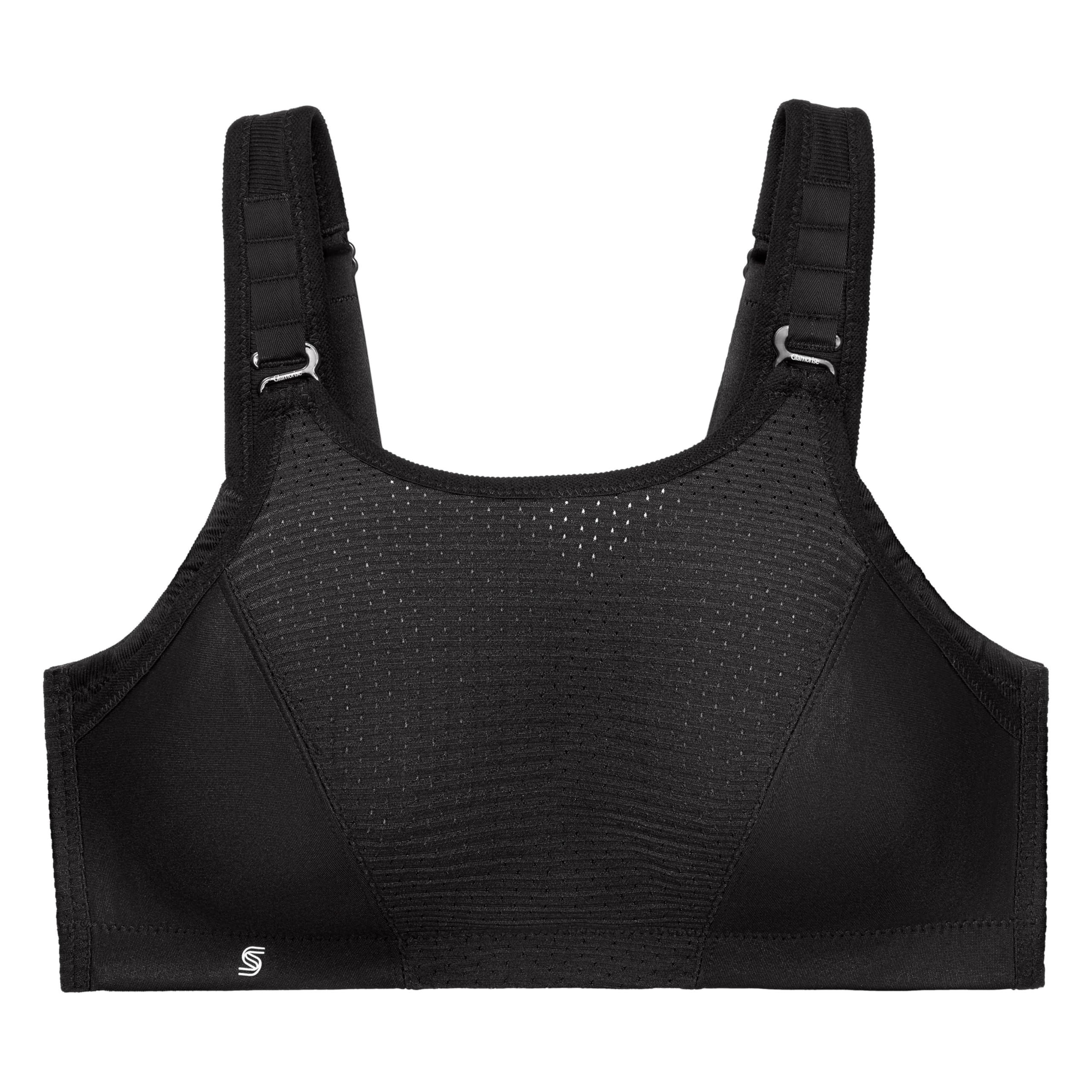 Glamorise Damski biustonosz sportowy 1166, jednolity czarny, 44H, Lity czarny, 100L