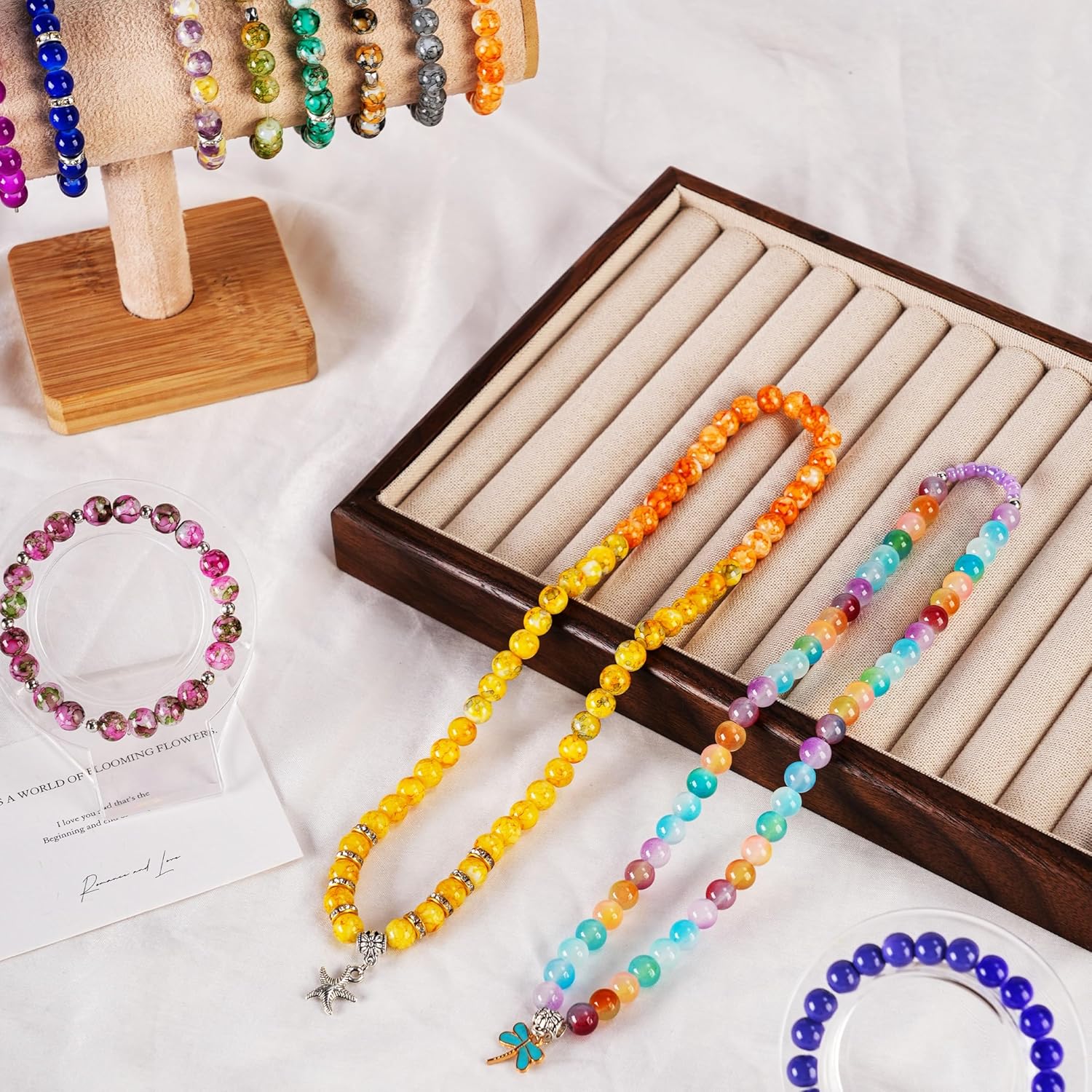 Glass Beads, 1300pcs 48 Colors 8mm Round Crafts Beads for Bracelet Jewelry Making, Beadwork,Craft Supplies for Gifts & DIY Projects - Image 6