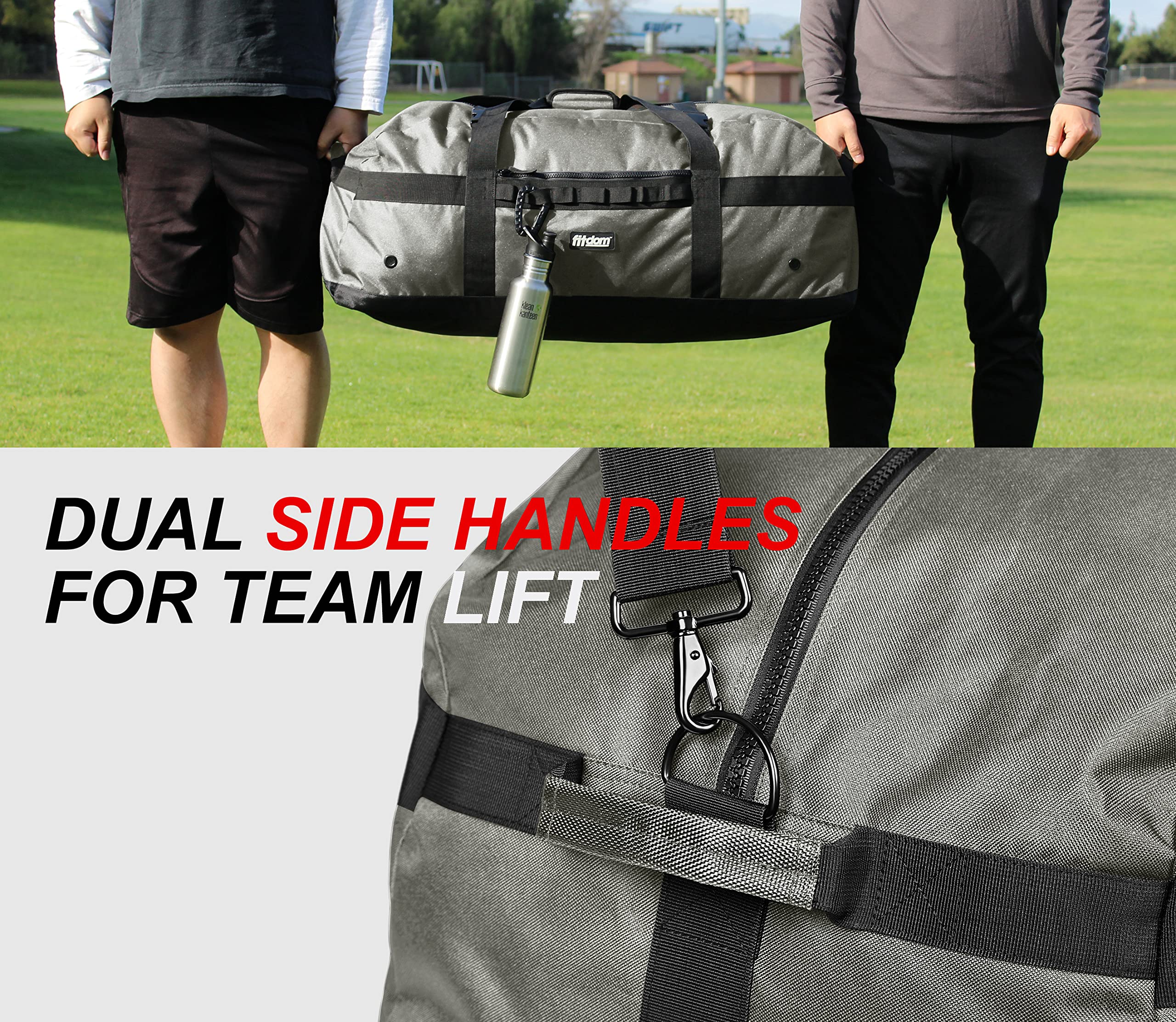 Fitdom 130L 36" Heavy Duty bardzo duży sprzęt sportowy na siłownię Podróżna torba z regulacją ramion i kompresji. Idealny do piłki nożnej baseballu koszykówki hokeja piłki nożnej i trenerów