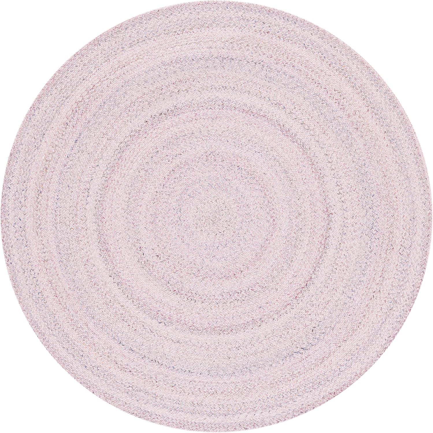 Safavieh Braided Collection Area Rug - 6' Round, Pink & Grey, Handmade Country Farmhouse, Ideal for High Traffic Areas in Living Room, Bedroom (BRD804U)