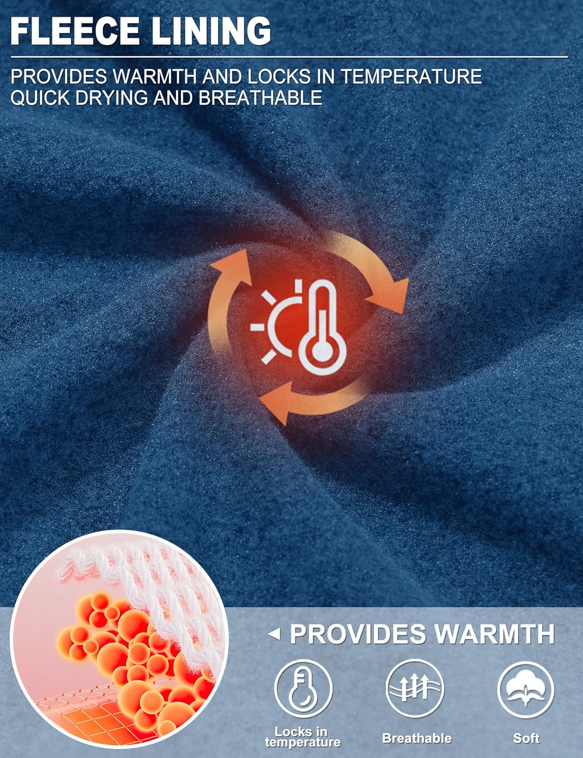 TACVASEN Men's Quarter Zip Pullover Long Sleeve Golf Sweatshirts 1/4 Zip Sweaters Winter Fleece Lined Thermal Shirt - Image 3