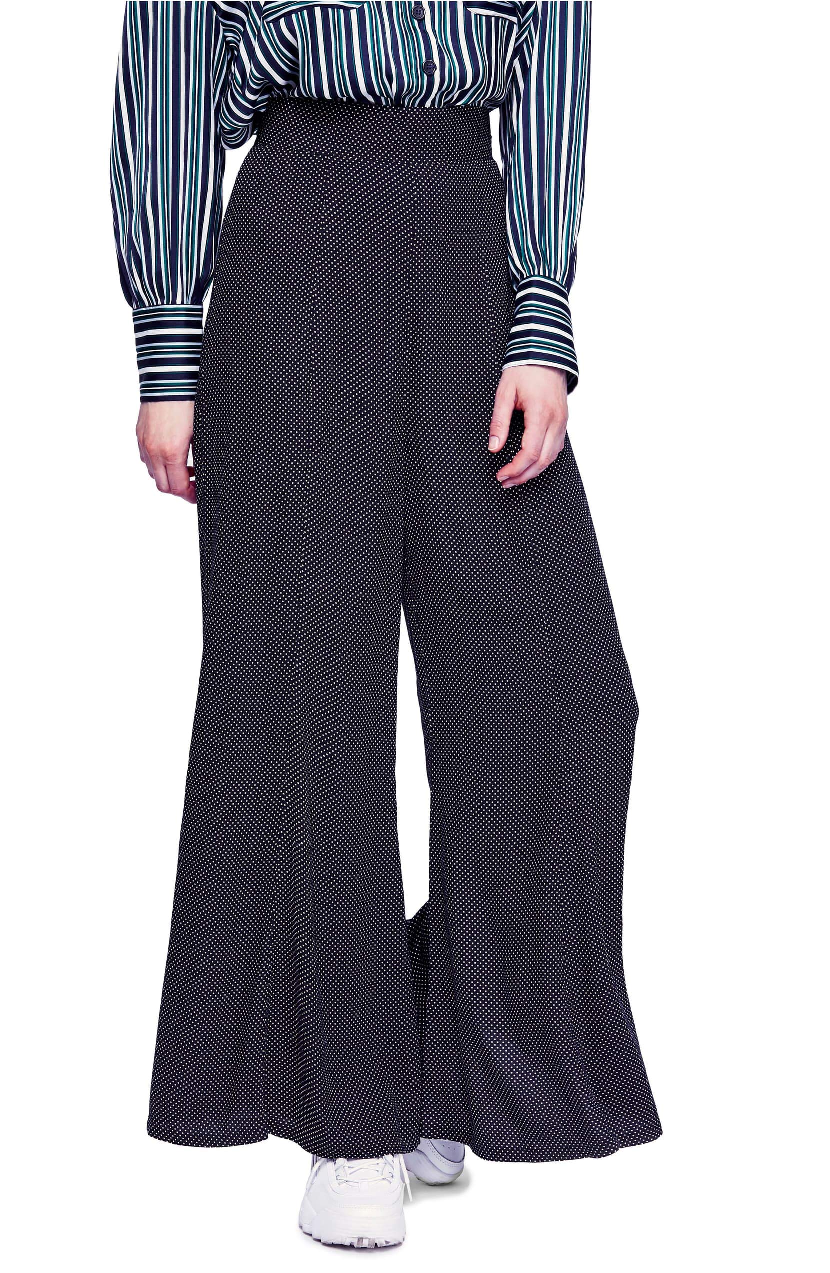 Free People Womens Polka Dot Casual Wide Leg Pants