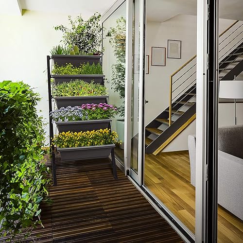 Miniatura 2 de Jardinera vertical de 4 pies - 5 niveles, apta para uso alimentario, jardinera para exteriores e interiores, perfecta para cultivar tus hierbas,