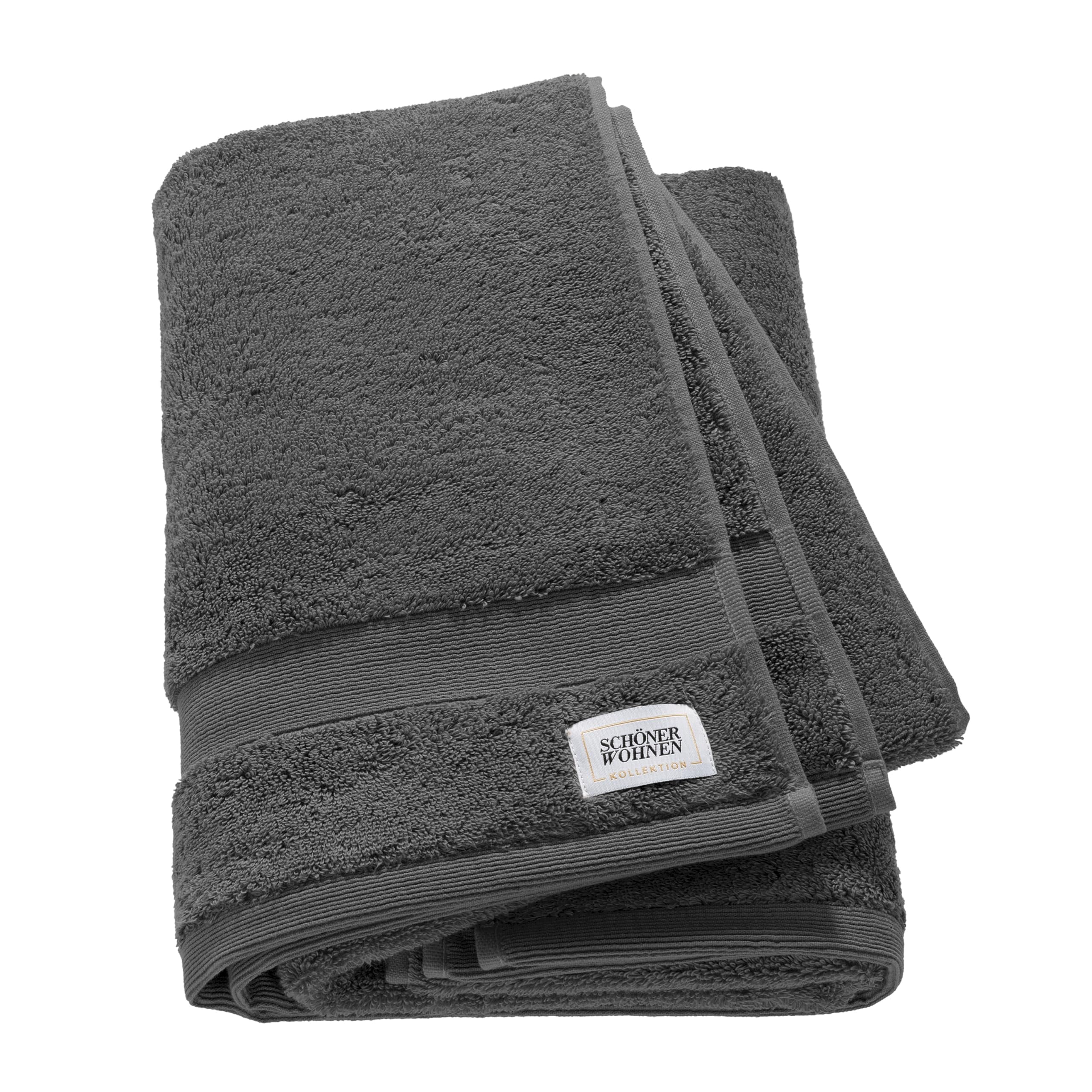 SCHÖNER WOHNEN 2-częściowy zestaw ręczników kąpielowych premium 70 x 140 cm – chłonne – luksusowe ręczniki kąpielowe antracytowe – 100% bawełna – puszyście miękkie – można łączyć jako zestaw ręczników