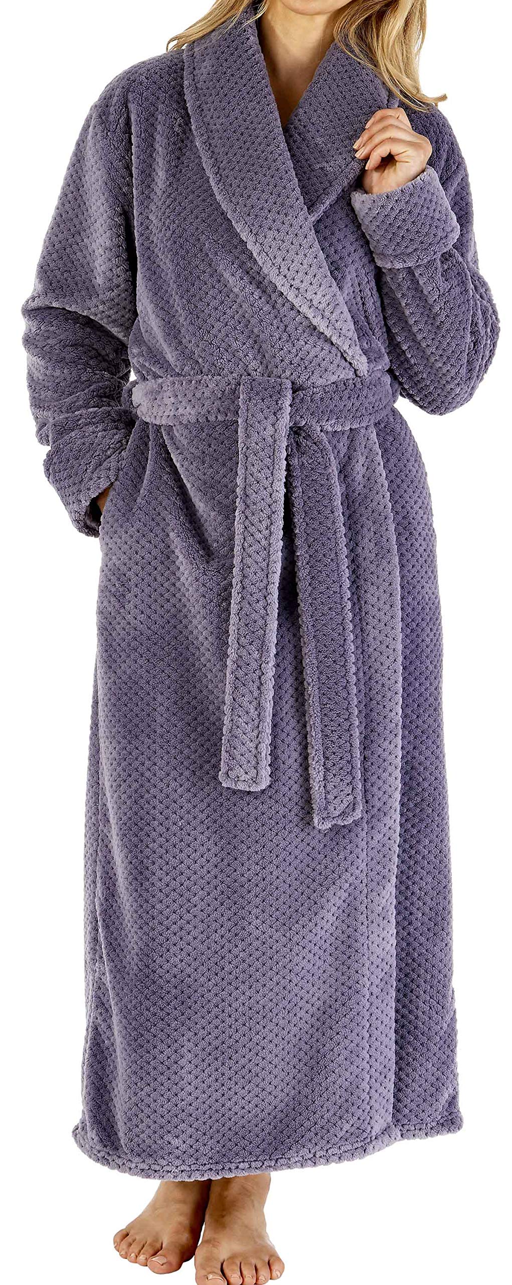 SlenderellaLadies Thick Fleece Shawl Collared Tie Belt Dressing Gown
