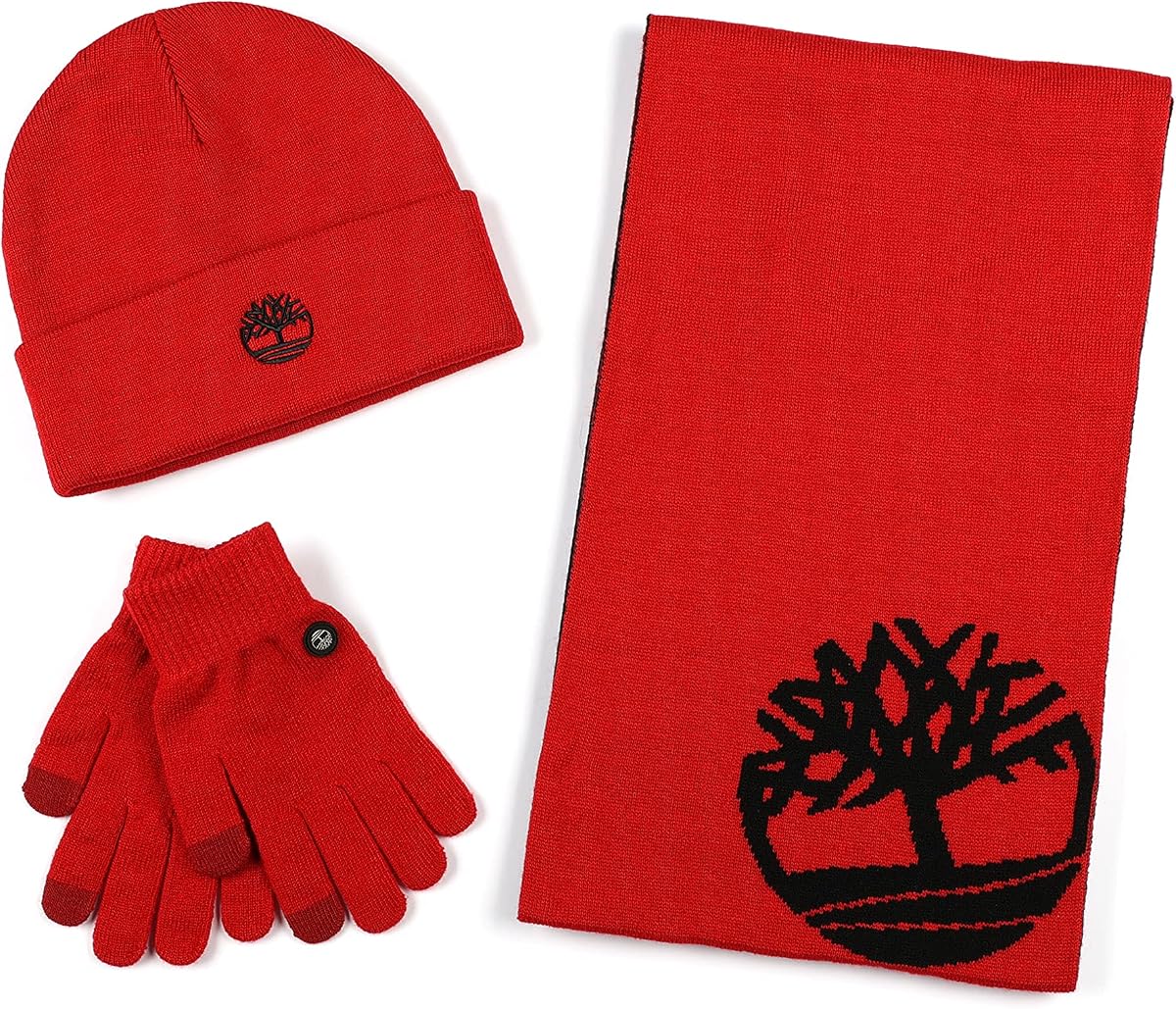 Timberland Double Layer Scarf, Cuffed Beanie & Magic Glove Gift Set