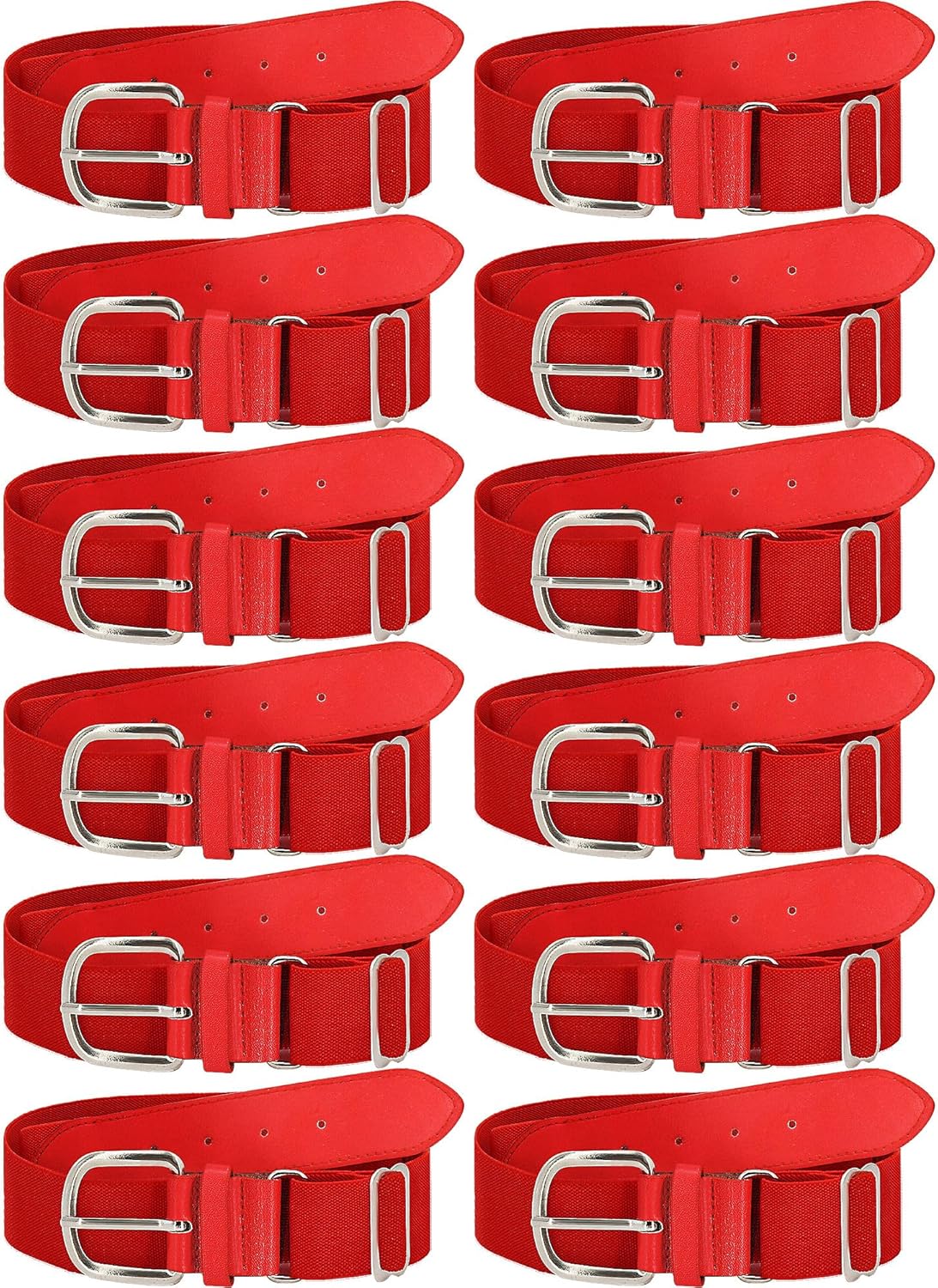 12 Pieces Baseball Belts Bulk Softball Belts Packs Leather Belt Adjustable Softball Belt Stretch Sports