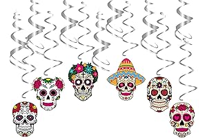 Foil Hanging Swirls Day of the Dead Sugar Skull Birthday Party Favors Supplies