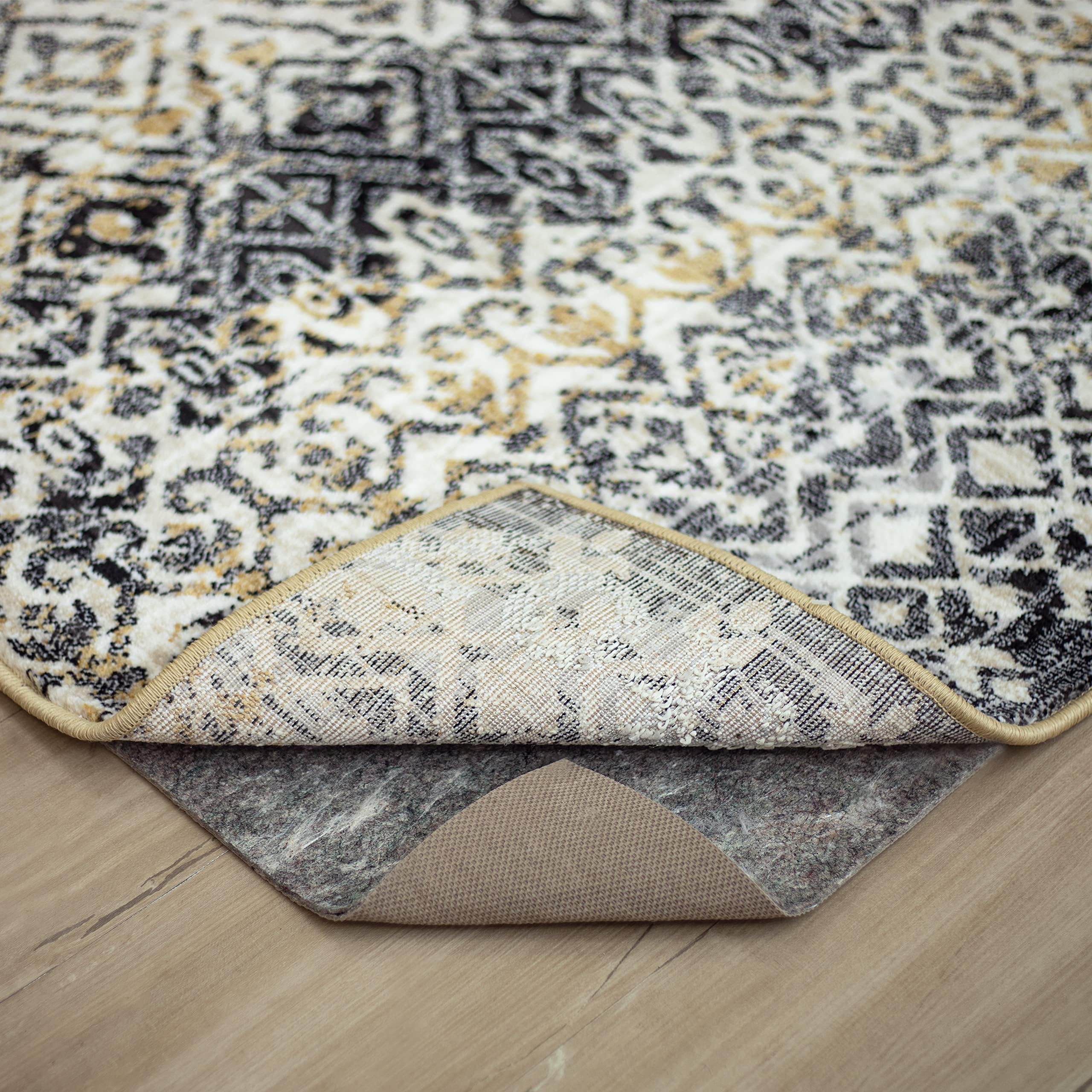 Mohawk Home Non Slip Rug Pad 7' 8" x 10' 4" - 1/2" Thick Felt + Latex Rubber Gripper - Dual Surface Cushion for Hardwood, Carpet, Tile Floors, Made in USA