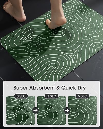 Miniatura 3 de LIYOUYA Tapete de baño súper absorbente, lavable, de secado rápido, antideslizante, suave, delgado, de diatomeas, impermeable, con parte trasera de