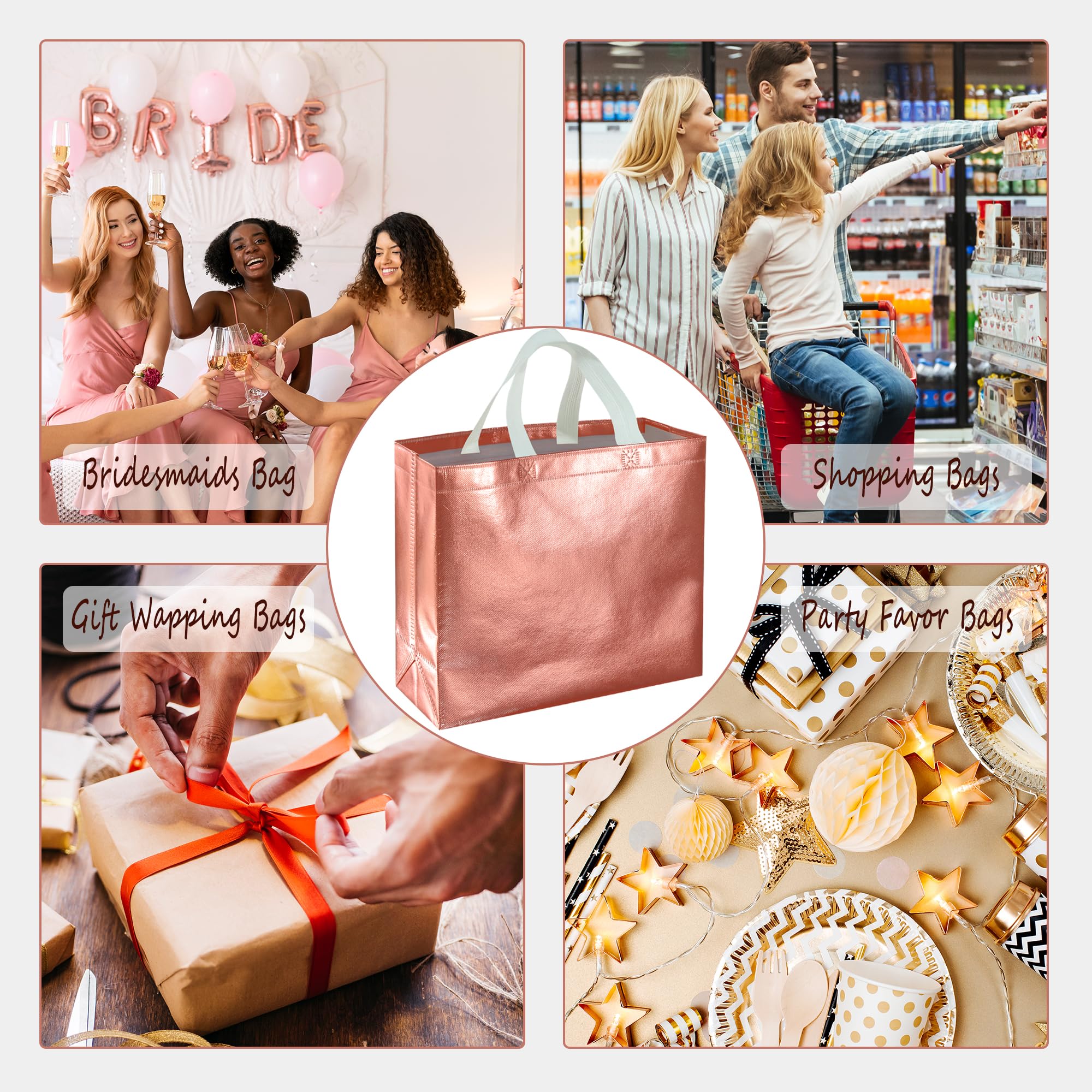 BLEWINDZ Lot de 60 grands sacs cadeaux réutilisables pour shopping, anniversaire, fête, mariage