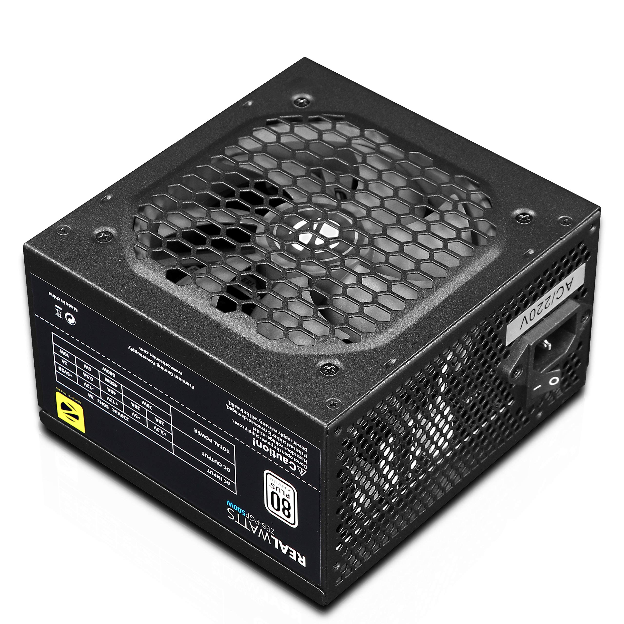Zebronics Gaming High efficiency 500watts power supply with 80+ certification, comes with dual PCIe and long cables - PGP500W