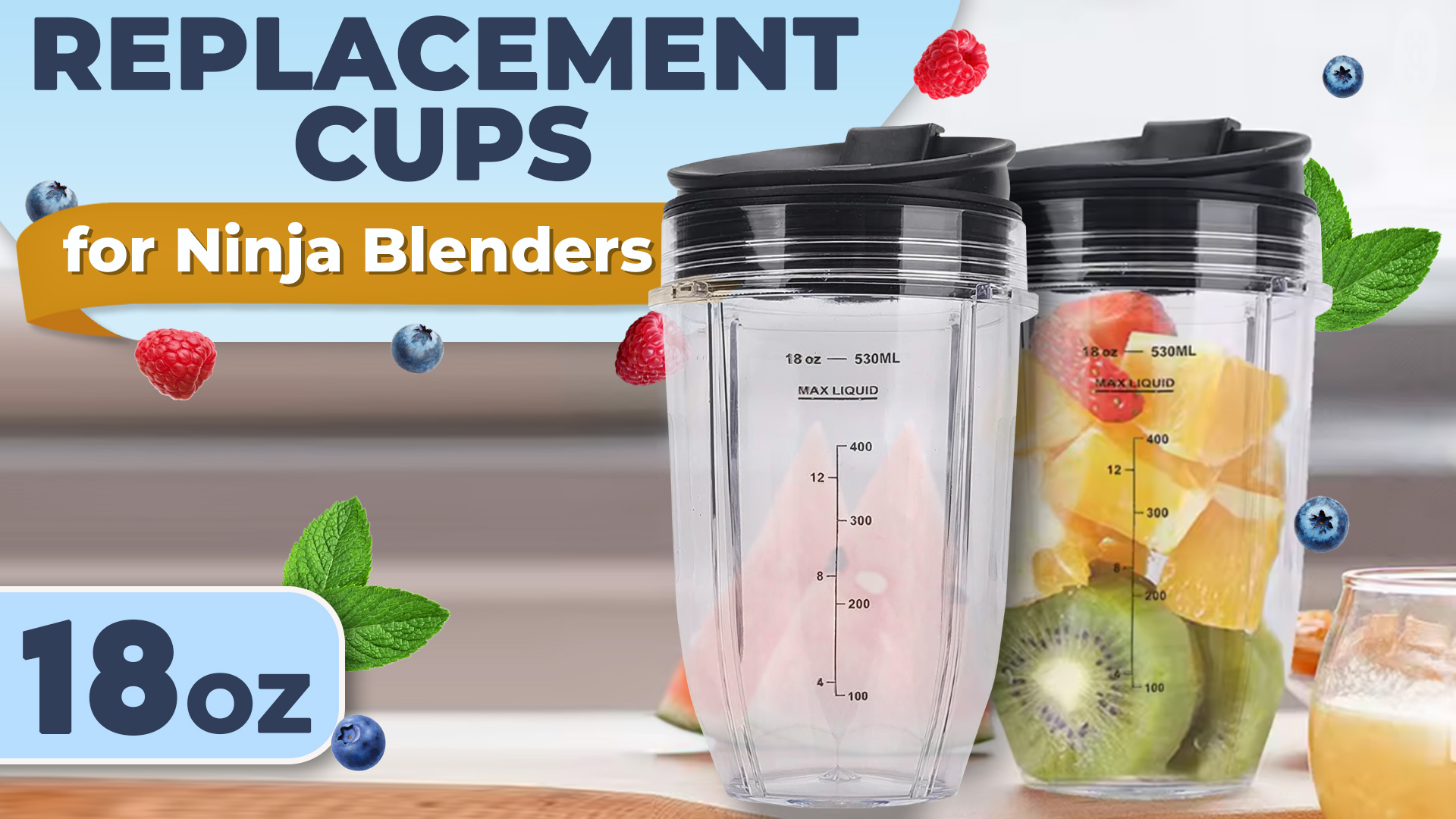 Amazon.com: 18 Oz Replacement Cups for Ninja Blender – 2 Pcs