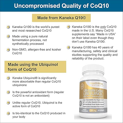 Miniatura 4 de Ultimate CoQ10 Ubiquinol (100 mg) – Supreme cardiovascular, antioxidante, & Suplemento Antienvejecimiento – Más de 4 x Más eficaz – Pure Kaneka Qh –