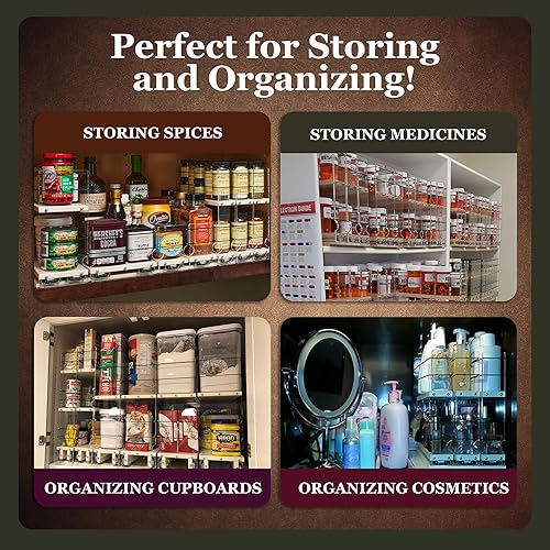 Miniatura 2 de Vertical Spice - Organizador de especias deslizante grande extraíble - 2 cajones individuales de 2 niveles - Soporte de condimentos con ruedas de